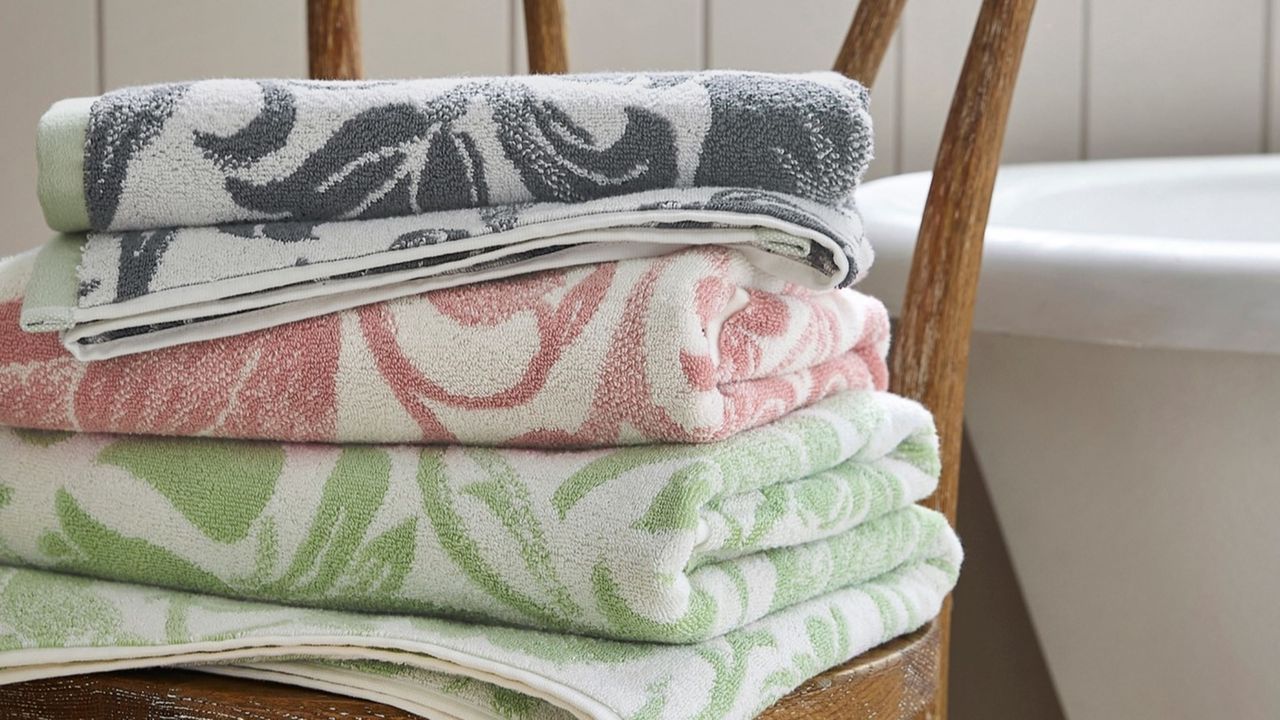 M&amp;S bath towels folded on top of each other