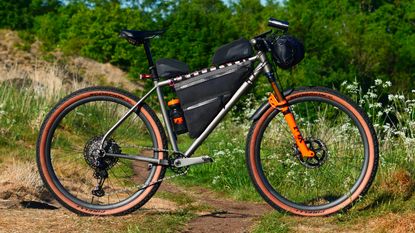 Gloria All Terrain bike loaded up with bikepacking gear