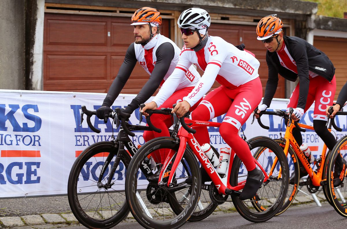 Michał Kwiatkowski also has a custom Pinarello to match the red and white of his Polish kit