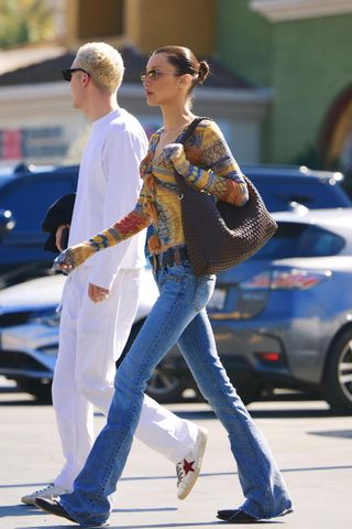 Bella Hadid carrying Dune Deliberate L in Brown