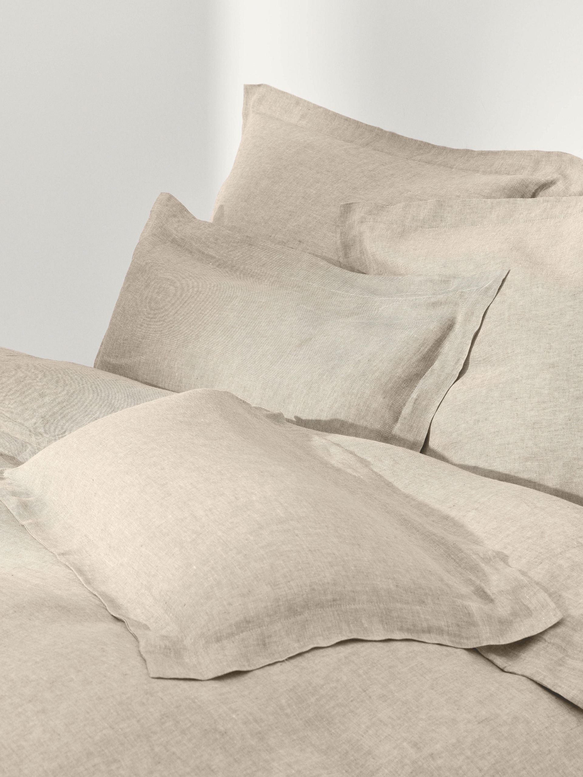 Linen Duvet Cover Linna With Oxford Border &amp;ndash; W 135 X L 200 Cm &amp;ndash; Greige