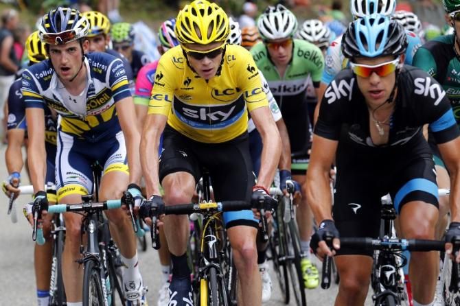 Chris Froome's Sky team kept him well protected throughout the Alpe d'Huez stage