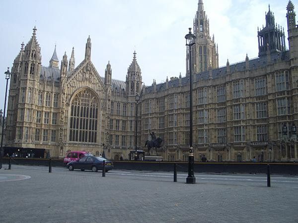 The Houses of Parliament with the statue Richard the Lion Heart in front