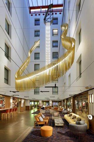 Hard Rock Hotel Madrid lobby guitar sculpture