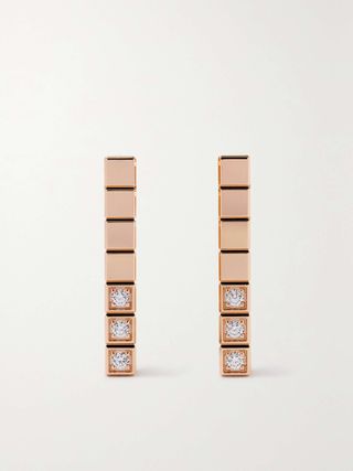 Ice Cube Pure 18-Karat Rose Gold Diamond Earrings