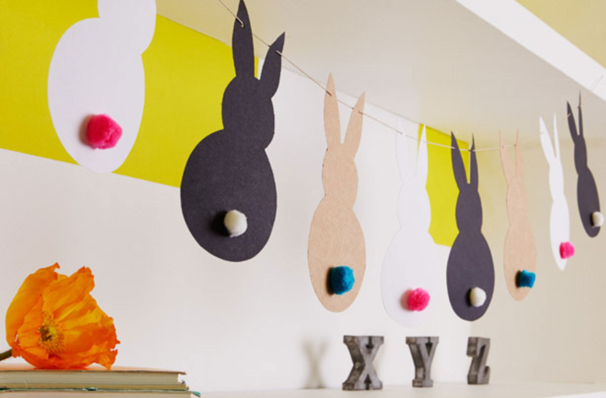 Easter bunny bunting hanging on the wall