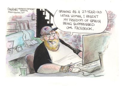 Editorial Cartoon U.S. Facebook qanon suppression&nbsp;