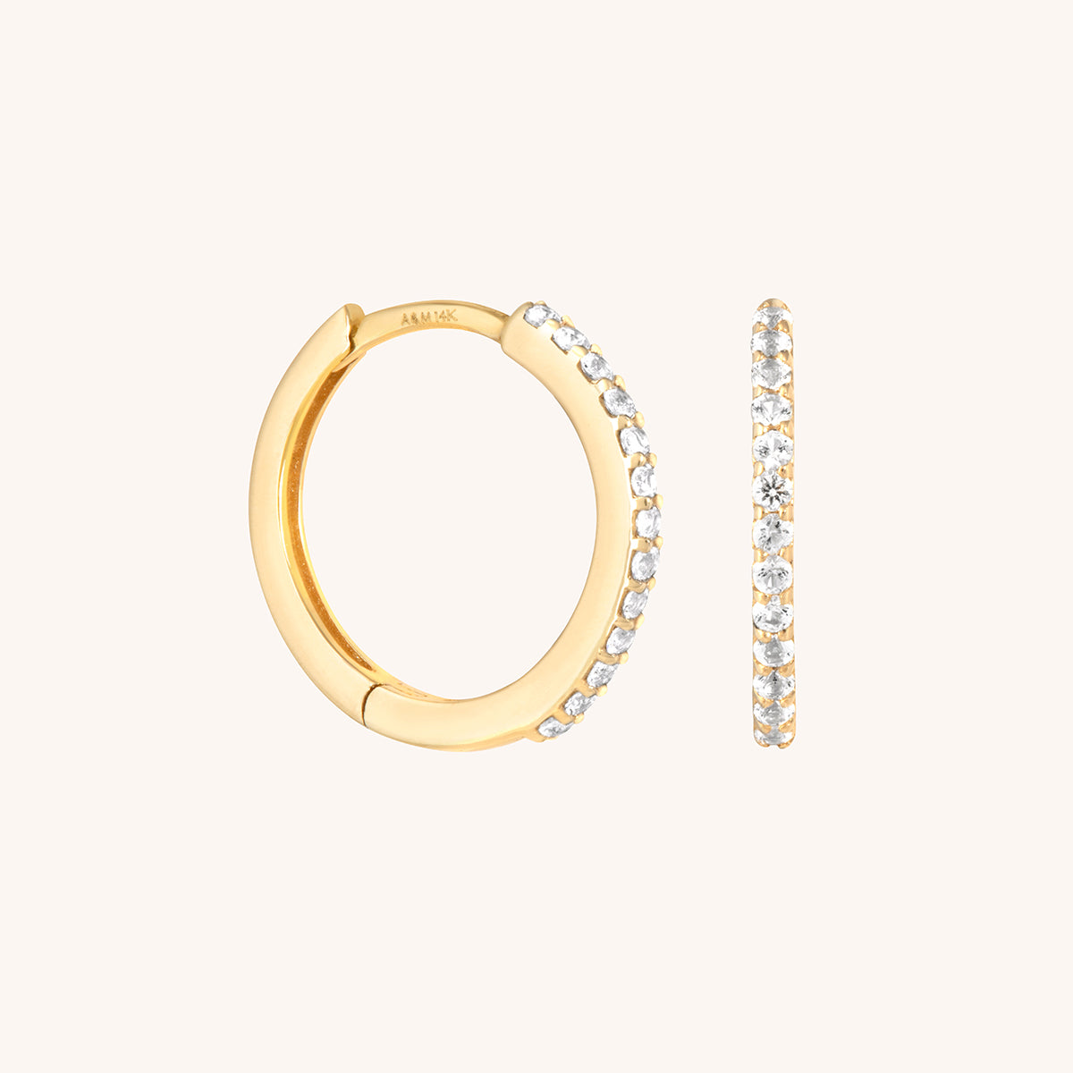 Diamond Pav&amp;eacute; Hoops in Solid Gold