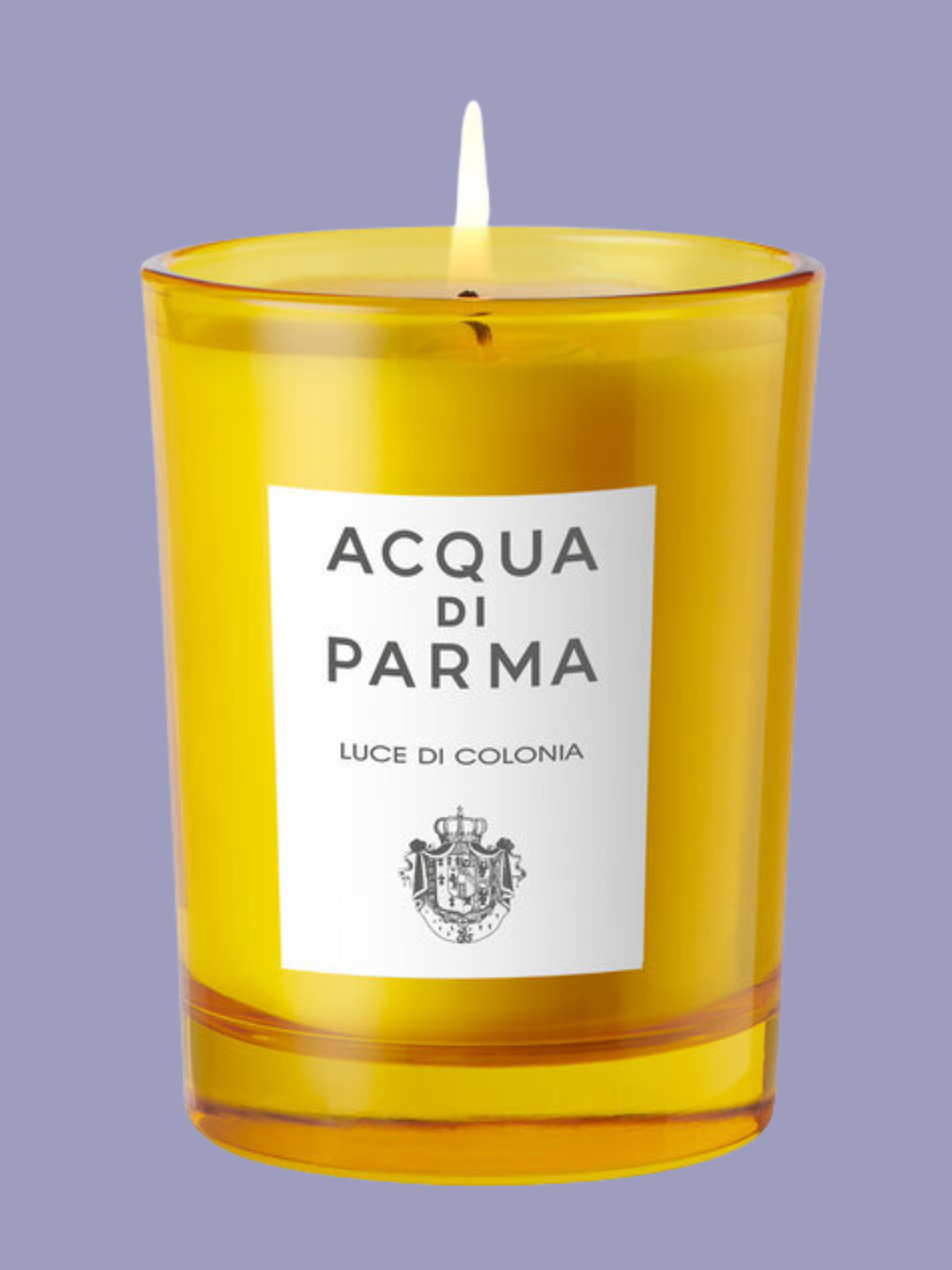 A yellow scented candle from Acqua di Parma