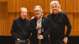 Former Electric Light Orchestra members Mik Kaminski, Melvyn Gale and Bev Bevan at Birmingham City University