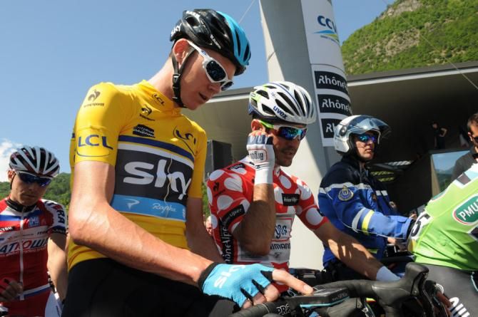 Chris Froome (Sky) awaits the start of stage 6 in La L&eacute;ch&egrave;re