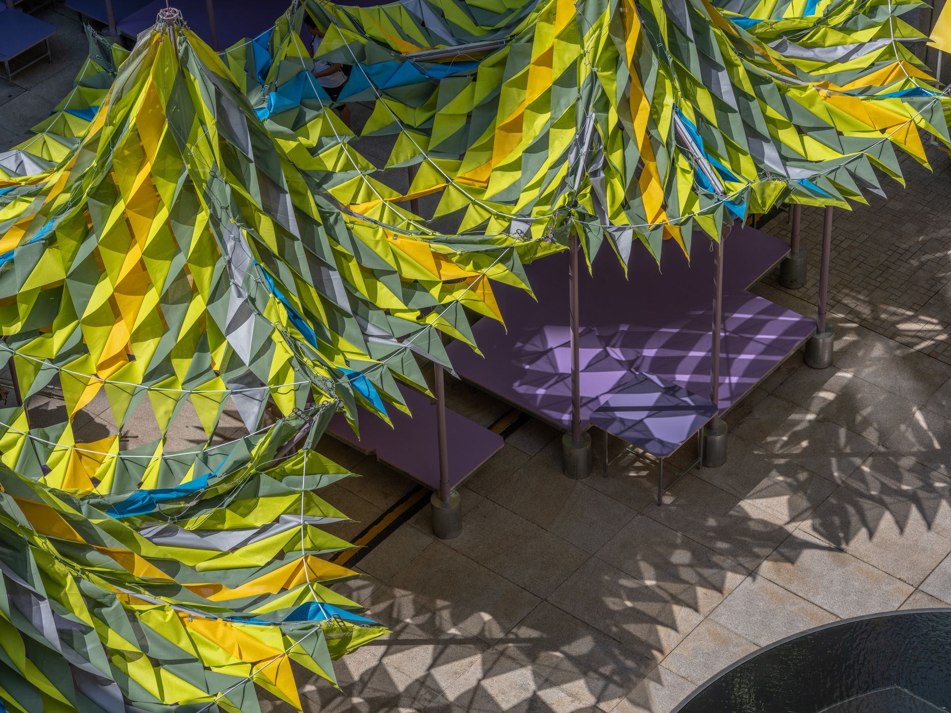 colourful canopy over seating