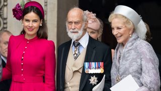 Prince Michael of Kent and Princess Michael of Kent with Sophie Windsor attend a National Service of Thanksgiving for the Queens reign at St Pauls Cathedral on June 3, 2022 in London, England. The Platinum Jubilee of Elizabeth II is being celebrated from June 2 to June 5, 2022, in the UK and Commonwealth to mark the 70th anniversary of the accession of Queen Elizabeth II on 6 February 1952.