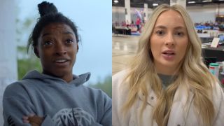 Simone Biles speaks about her journey in Simone Biles Rising, while MyKayla Skimmer talks about a gymnastics meet