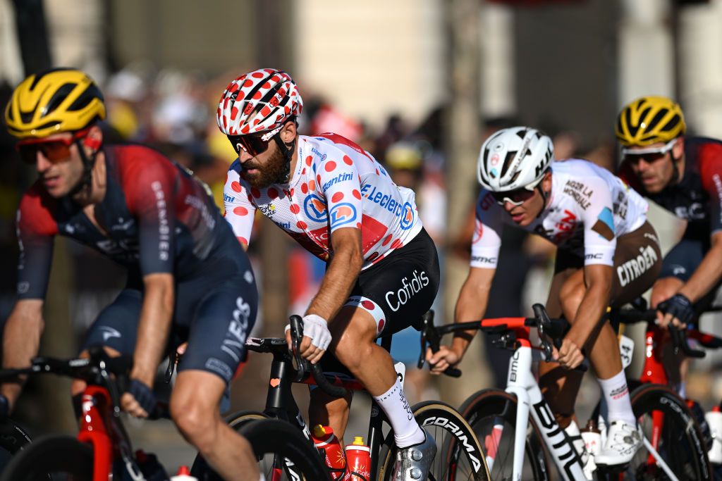 PARIS FRANCE JULY 24 Simon Geschke of Germany and Team Cofidis Polka Dot Mountain Jersey during the 109th Tour de France 2022 Stage 21 a 1156km stage from Paris La Dfense to Paris Champslyses TDF2022 WorldTour on July 24 2022 in Paris France Photo by Dario BelingheriGetty Images