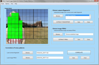 Our research group designed software that detects differences in image noise to identify the edited region.