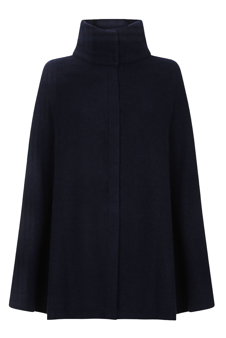 Cotswold Boiled Black Wool Poncho