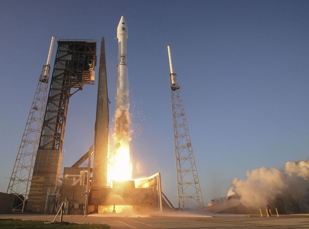 A United Launch Alliance Atlas V rocket carrying NASA&#039;s OSIRIS-REx mission launches into space from Cape Canaveral Air Force Station, Florida on Sept. 8, 2016.