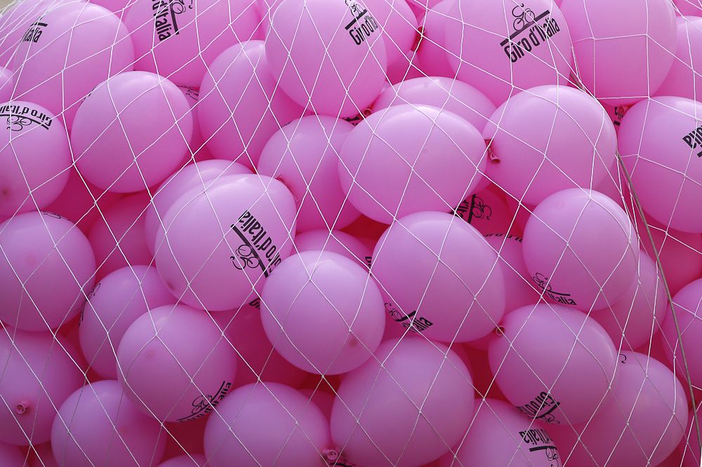 Just a few pink balloons ready to be released.