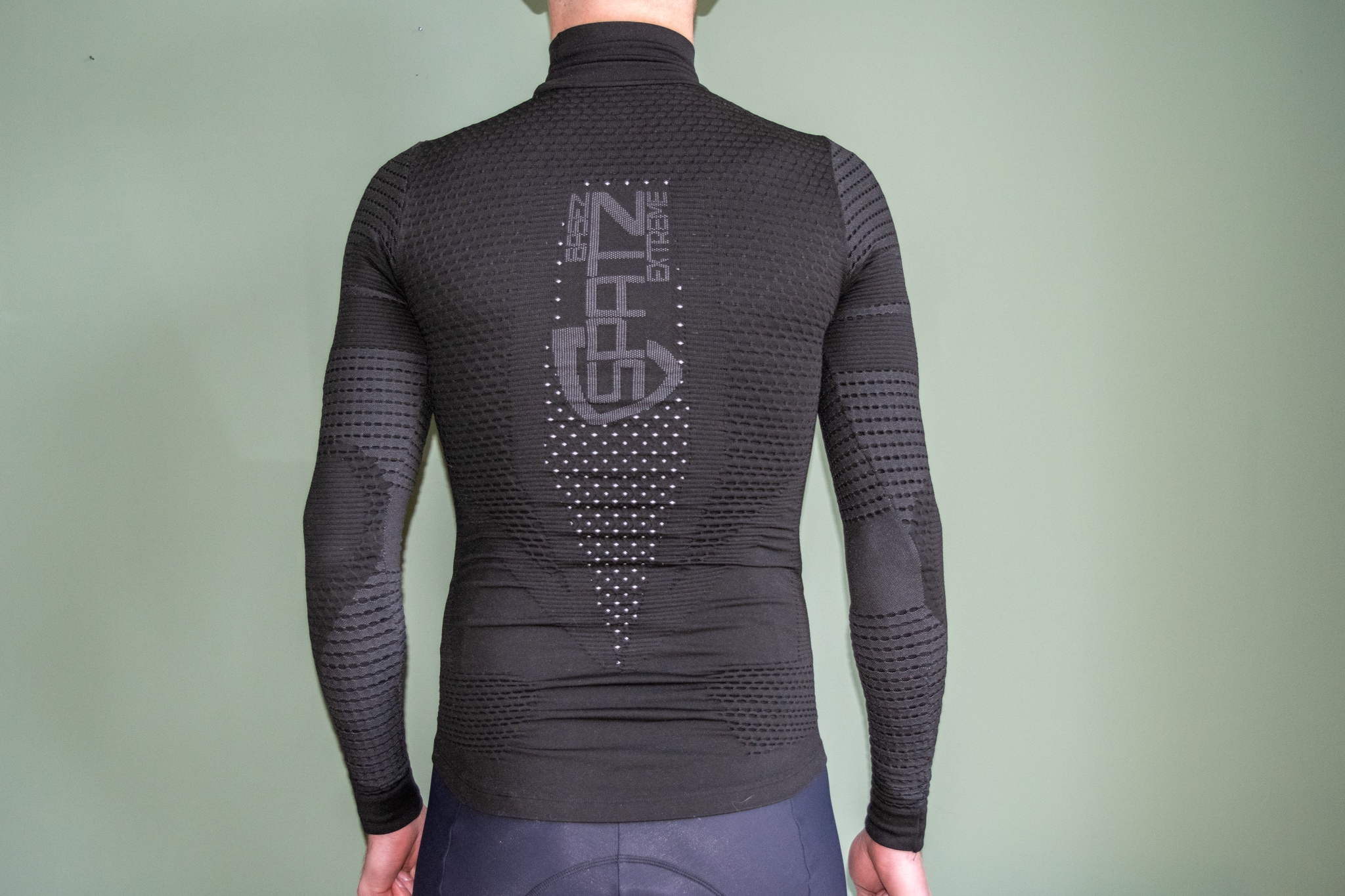 A cyclist wearing a Spatz Basez Extreme base layer