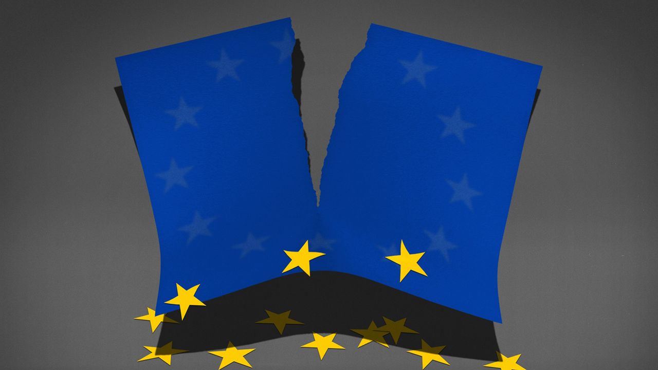 EU flag torn