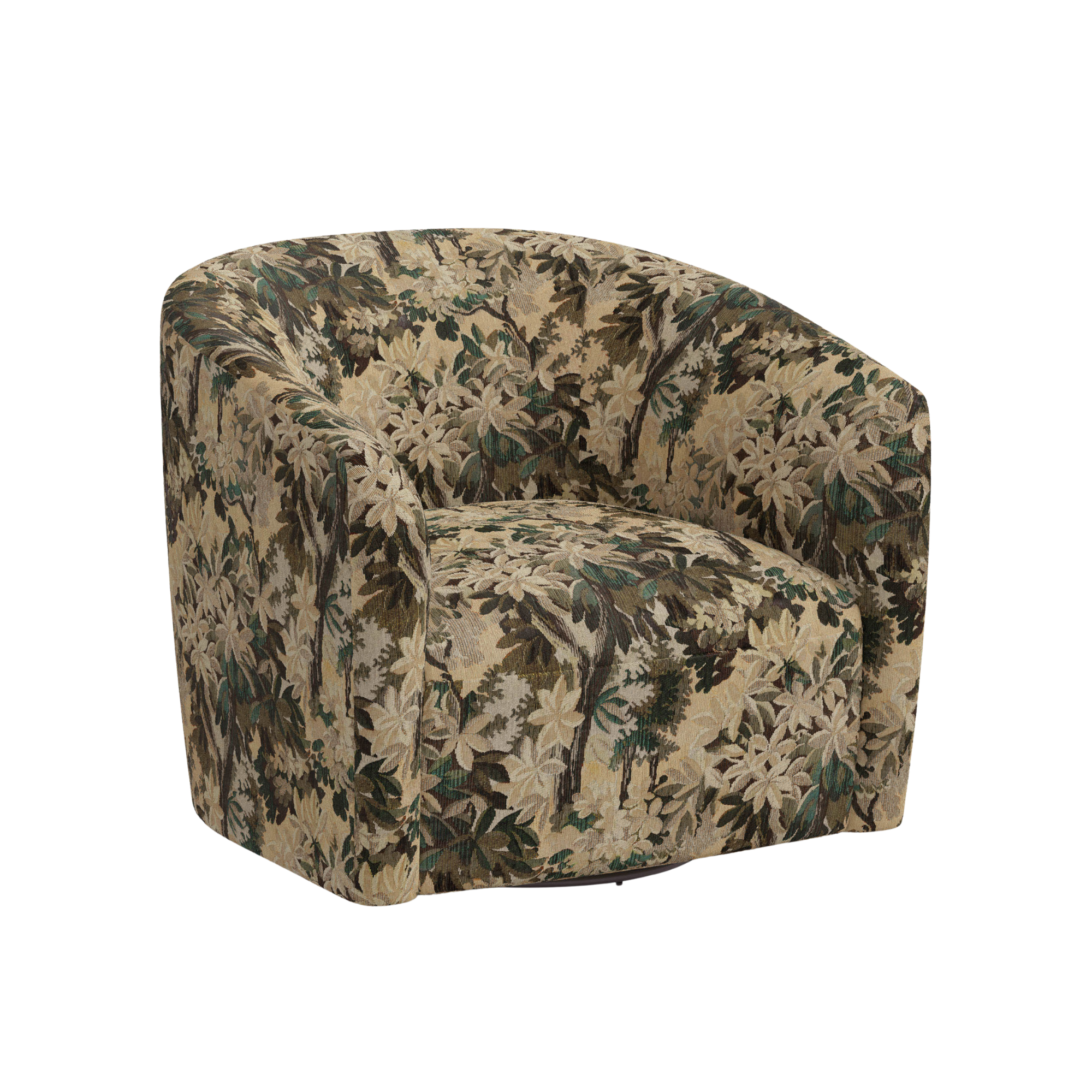 a floral swivel chair