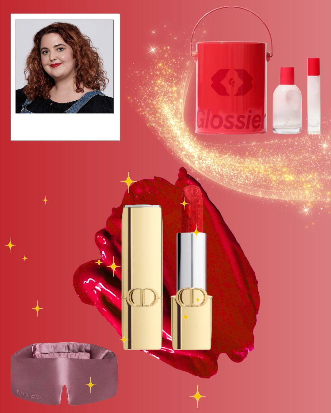 an image of rhiannons christmas picks on an ombre red background
