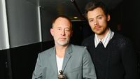 LONDON, ENGLAND - MAY 21: Thom Yorke, winner of the Academy Fellowship, and Harry Styles pose backstage at The 71st Ivor Novello Awards 2026 at The JW Marriott Grosvenor House Hotel on May 21, 2026 in London, England. (Photo by Jed Cullen/Dave Benett/Getty Images for The Ivors)