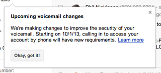 Google Voice Security Message