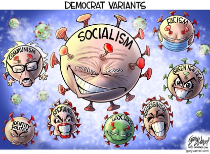 Political Cartoon U.S. democrats covid variants biden
