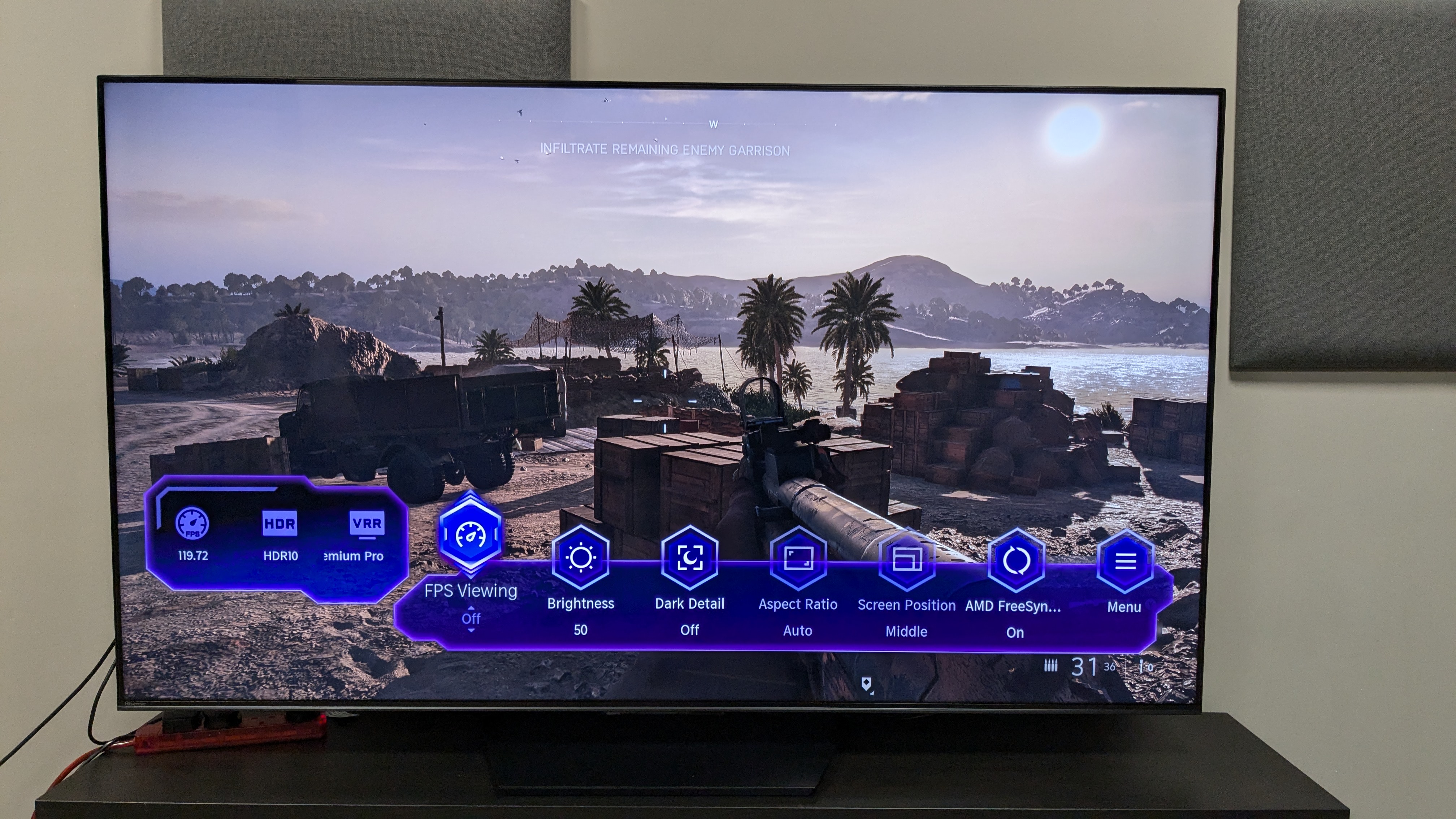 Hisense U7N with Battlefield V on screen