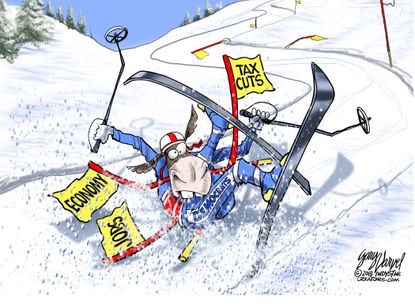 Political cartoon U.S. Democrats tax reform economy Olympics 2018