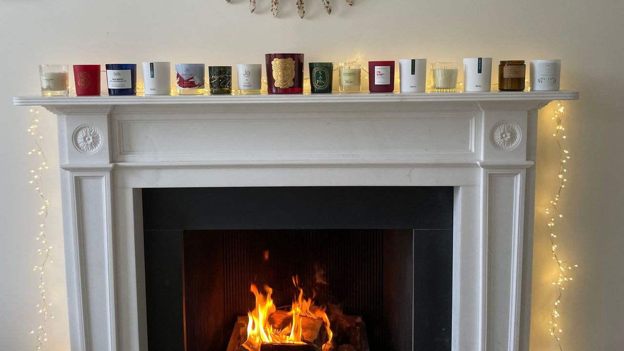 All the Christmas candles I tested on the fireplace witha fire underneath