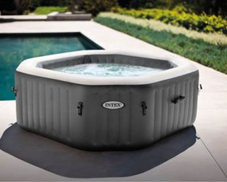 grey octagonal aldi inflatable hot tub