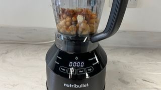Hummus ready to blend in the Nutribullet Smart Touch Blender