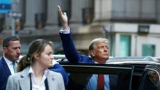 TOPSHOT - Former US President Donald Trump departs after speaking to the press after attending the civil fraud trial against the Trump Organization in New York State Supreme Court, in New York City on January 11, 2024. Donald Trump ignored warnings from the judge in his New York civil fraud trial Thursday and turned closing arguments into an election campaign attack, claiming that prosecutors are out to stop his political comeback.