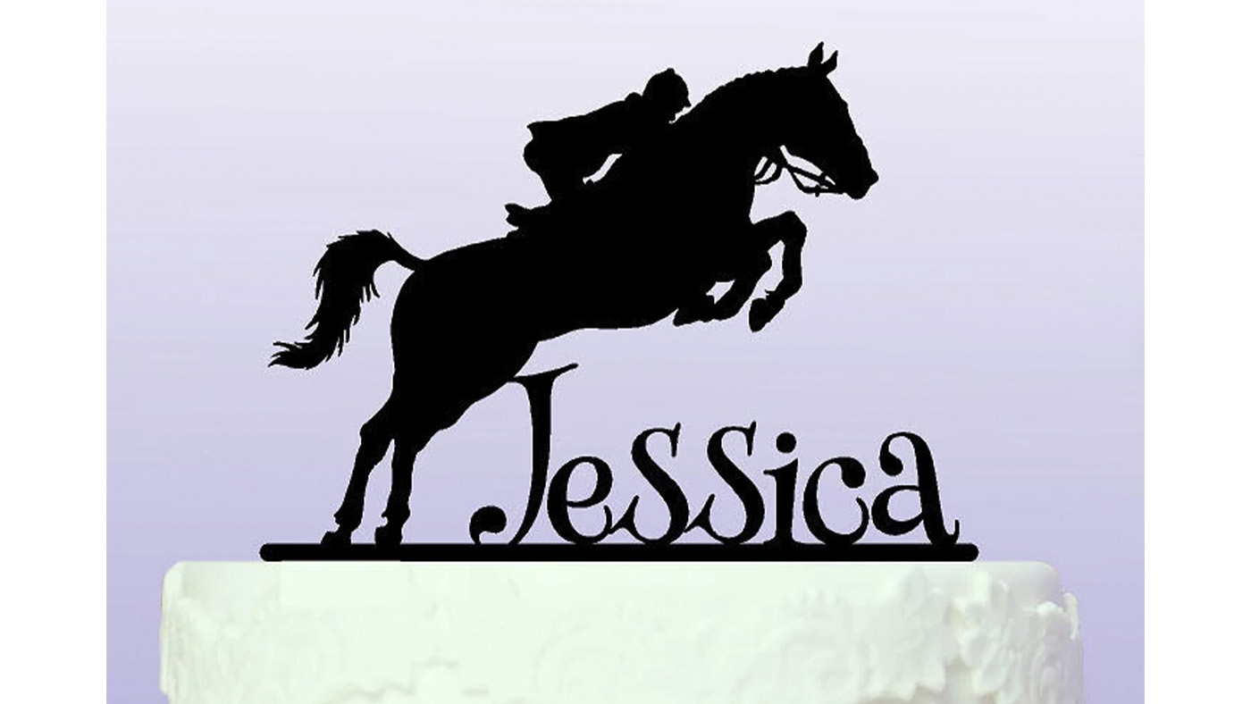 Personalised jumping horse cake topper