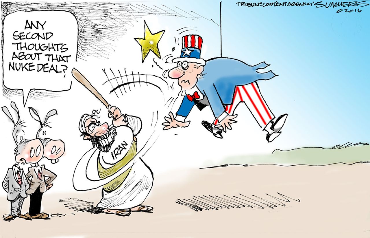 Political cartoon U.S. Iran nuclear deal agreement