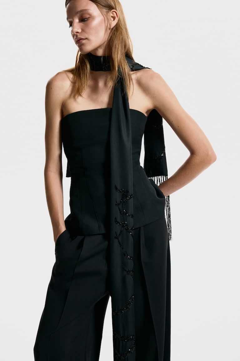 Embellished Satin Scarf