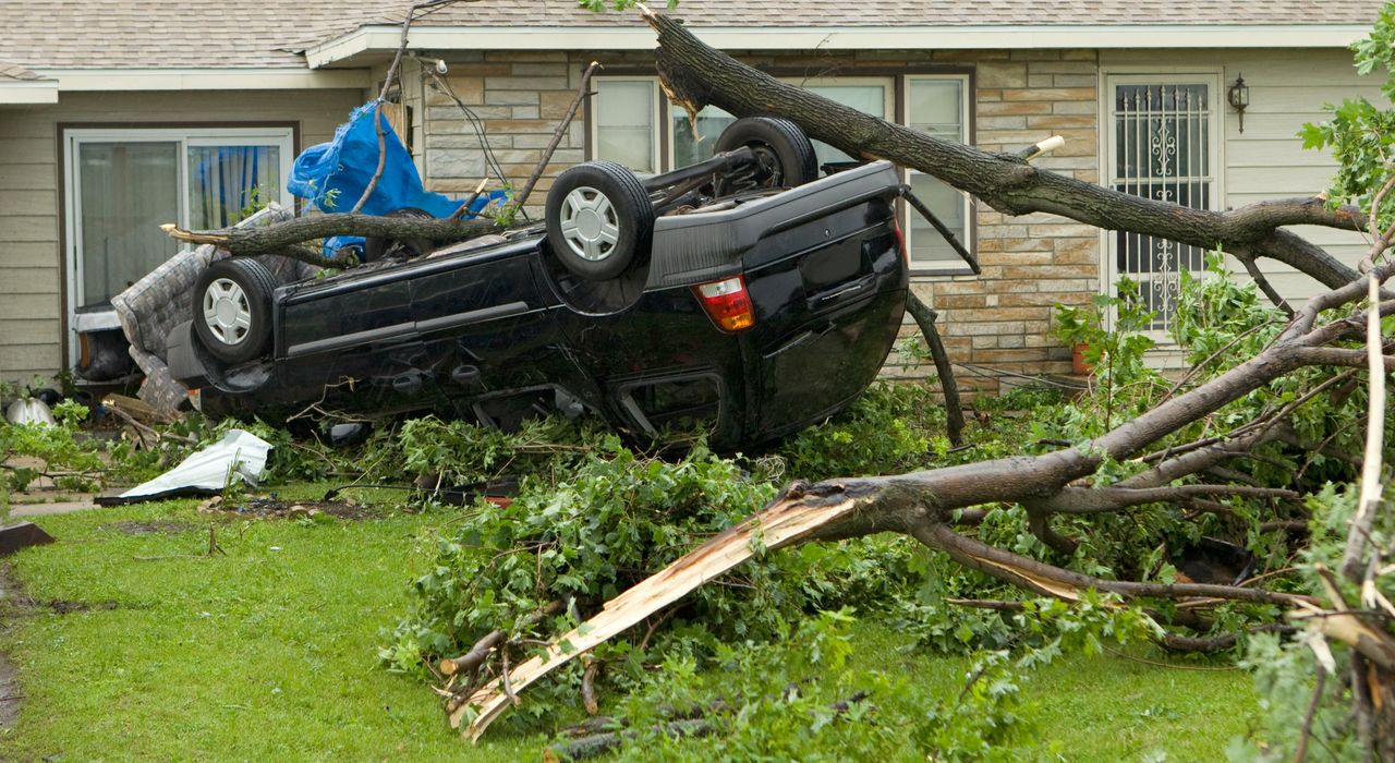 Tornado Flipped Van