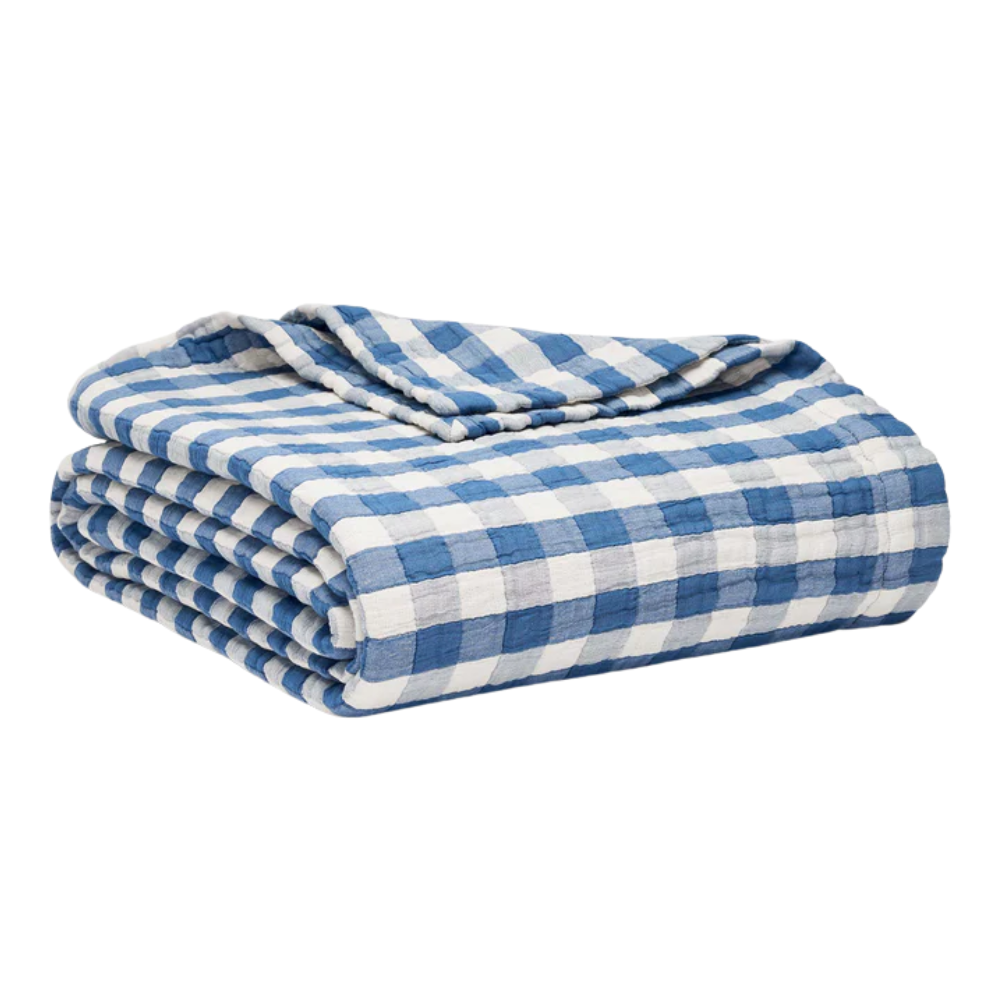 a blue checkered blanket