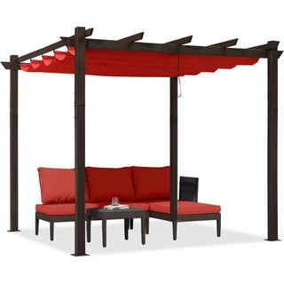 red and black pergola 