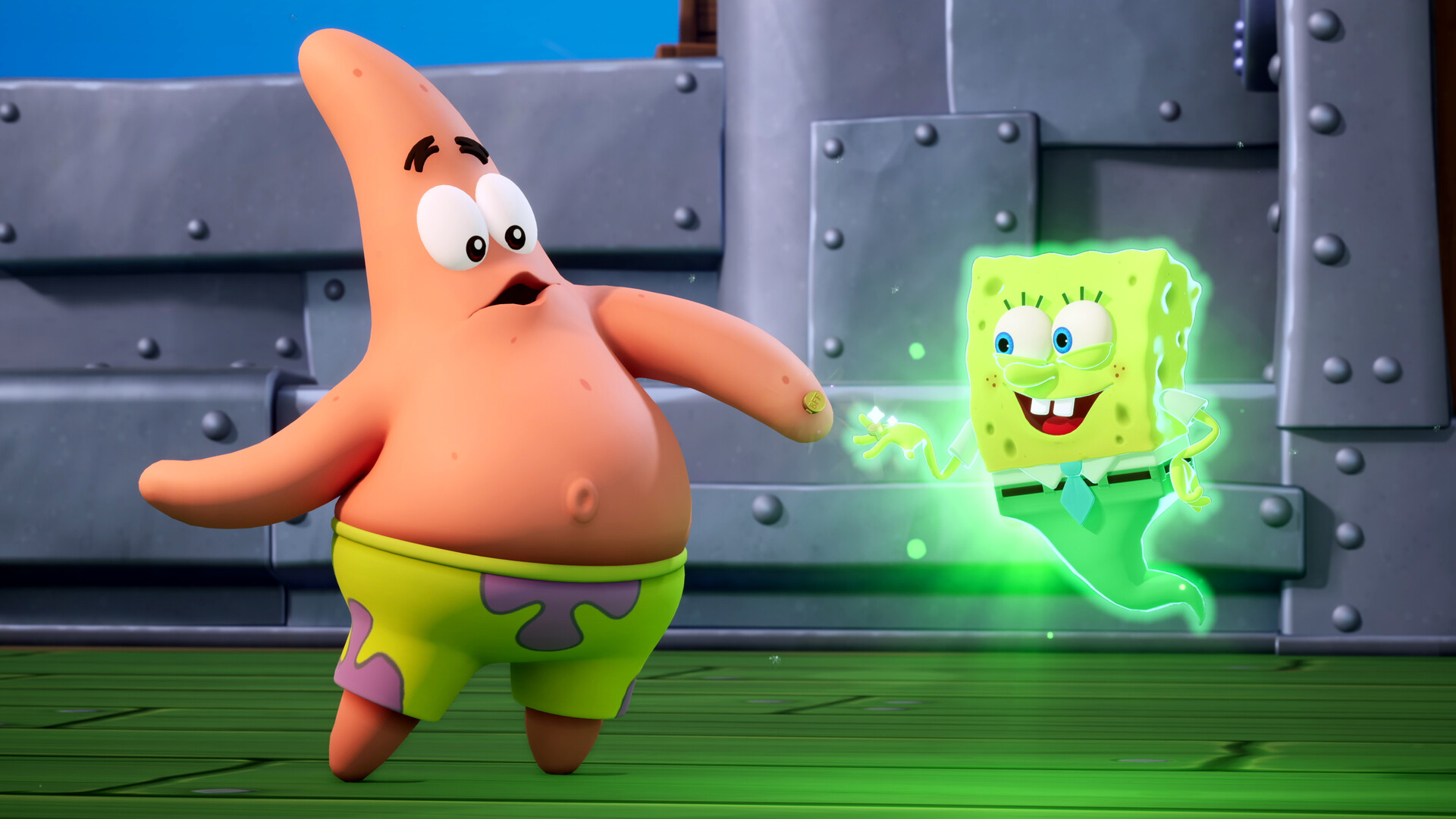 A screenshot of the upcoming Switch 2 game, SpongeBob SquarePants: Titans of the Tide
