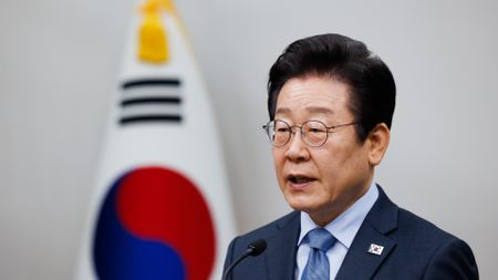 Lee Jae-myung, leader of the Democratic Party, speaks during a news conference at the National Assembly in Seoul, South Korea