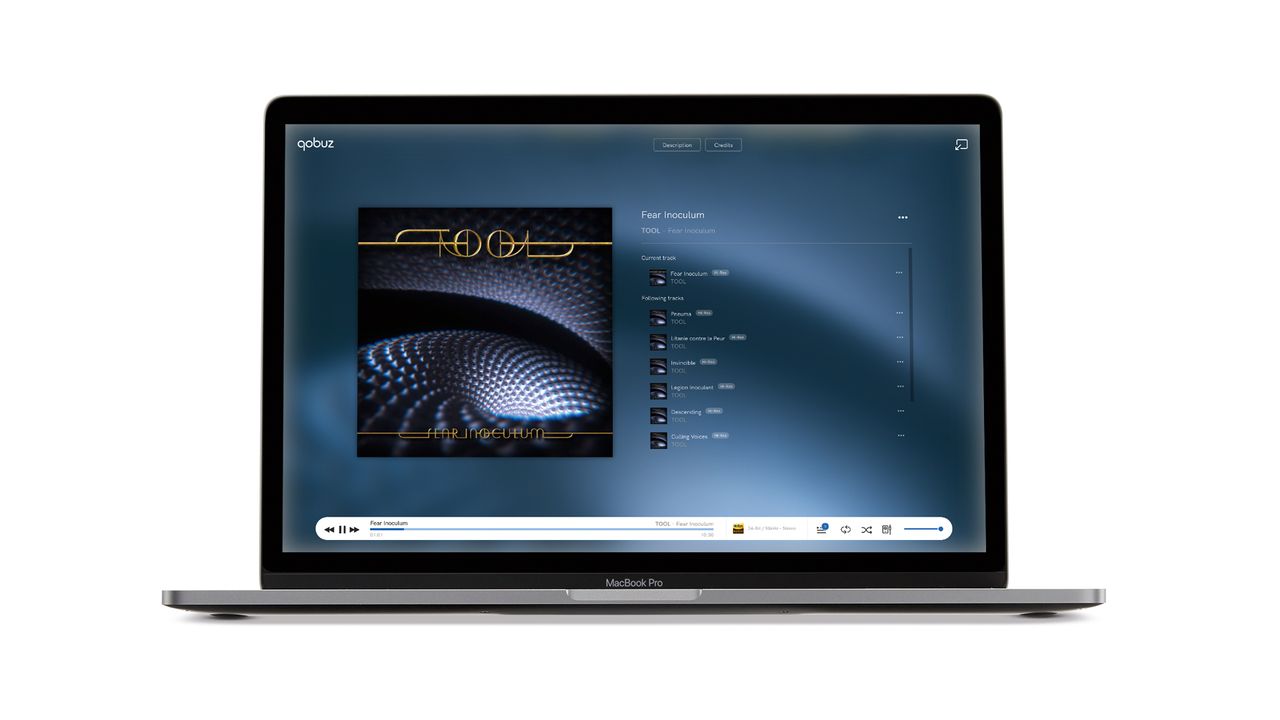 A laptop showing the Qobuz interface