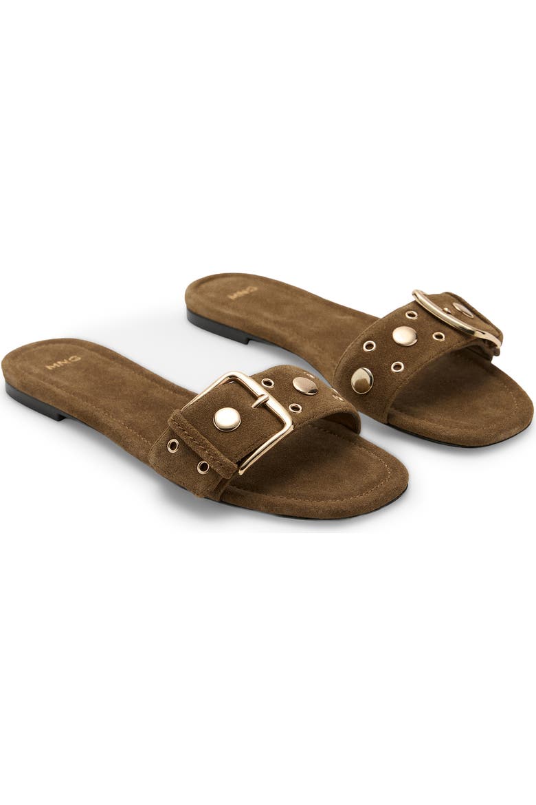 Studded Buckle Strap Slide Sandal