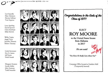 Political cartoon U.S. Roy Moore sexual harassment high school