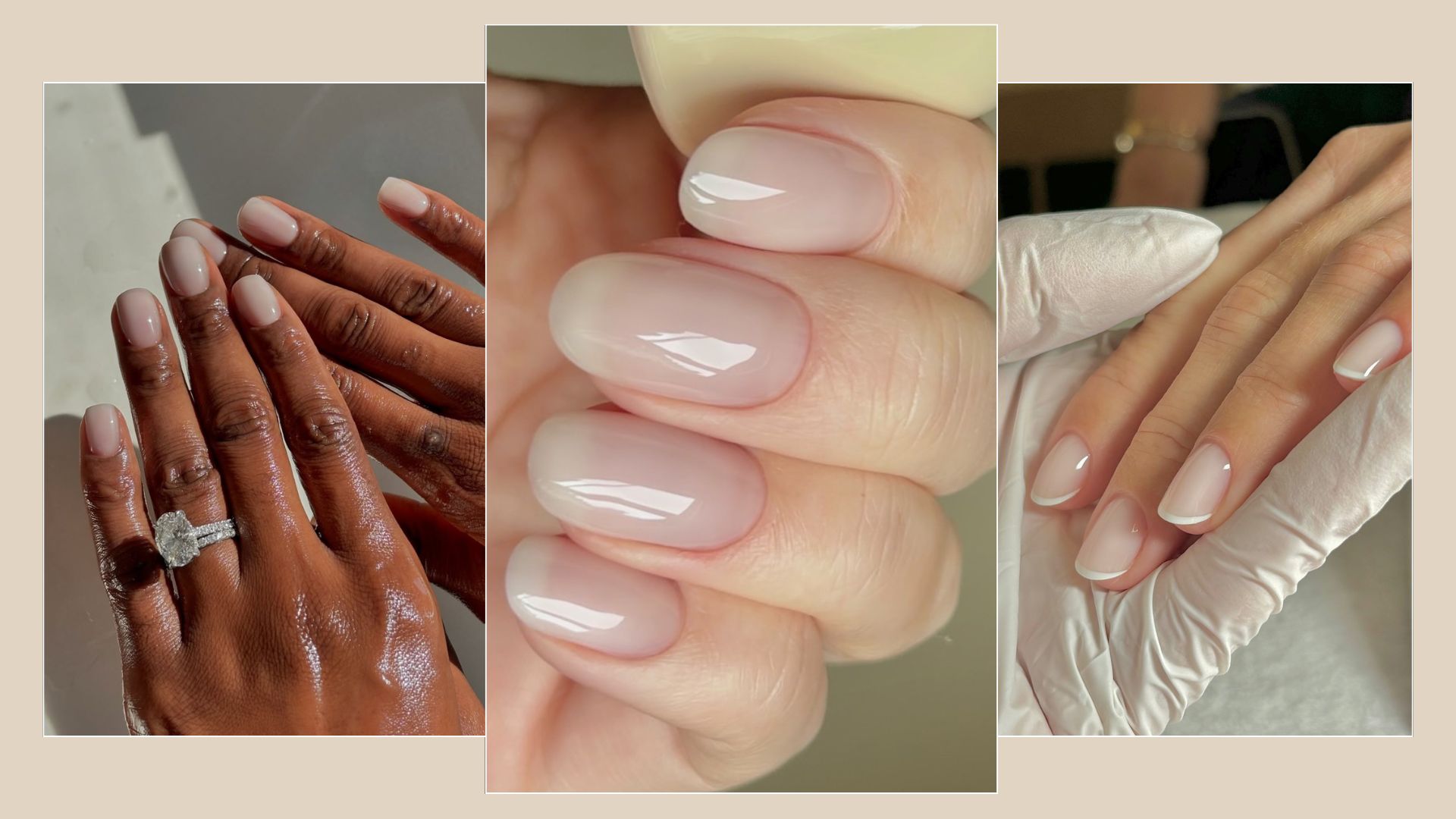 A collage of vanilla gloss nails