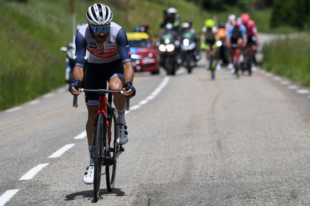 Team Treks Julien Bernard of France rides during the sixth stage of the 73rd edition of the Criterium du Dauphine cycling race a 167km between LoriolsurDrome and Le SappeyenChartreuse on June 4 2021 Photo by Alain JOCARD AFP Photo by ALAIN JOCARDAFP via Getty Images