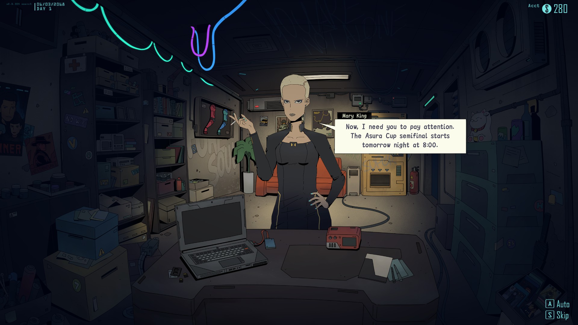 Meeting an elegant, high class fight manager in Steel Soul Shaper.